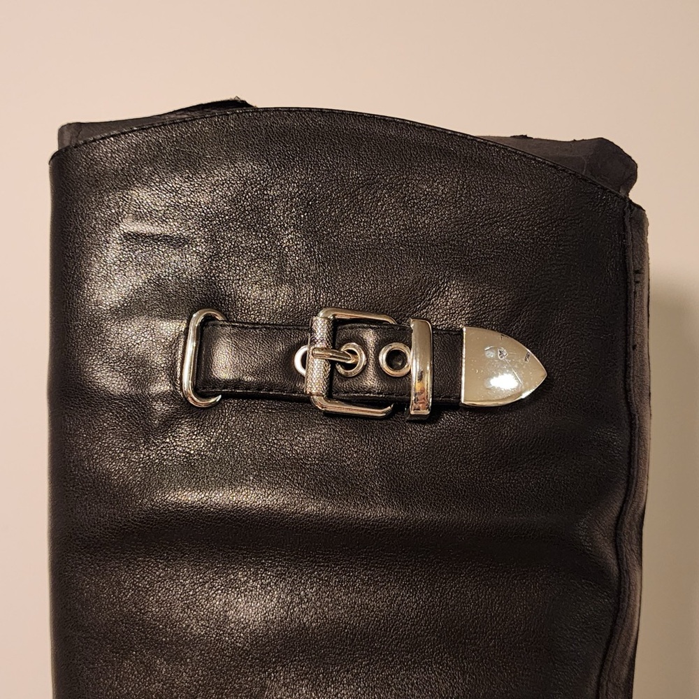Marc Fisher Knee High Genuine Soft Leather Biker/Motto Style Boots - Black sz6.5 - Picture 14 of 16